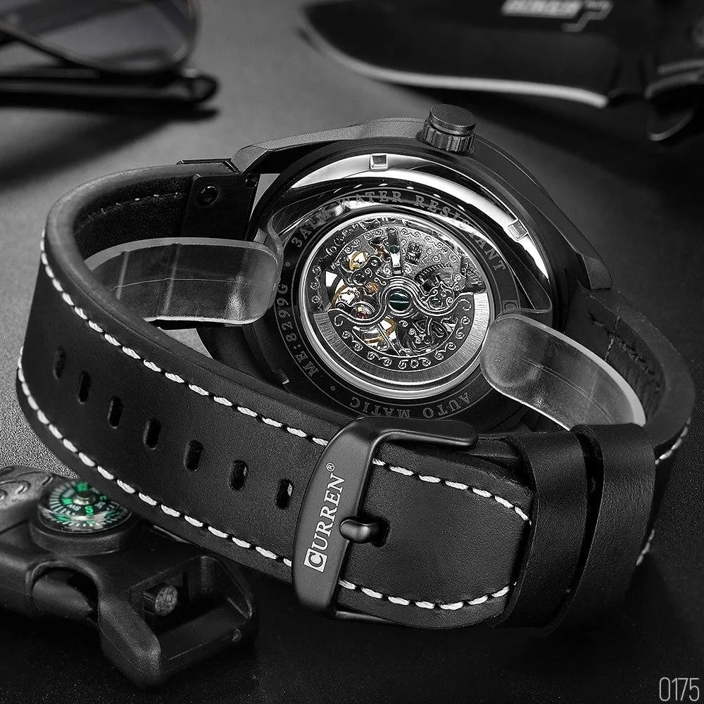 Годинники Curren 8299 All Black кварцові 47 мм водонепроникні 30 м чорні