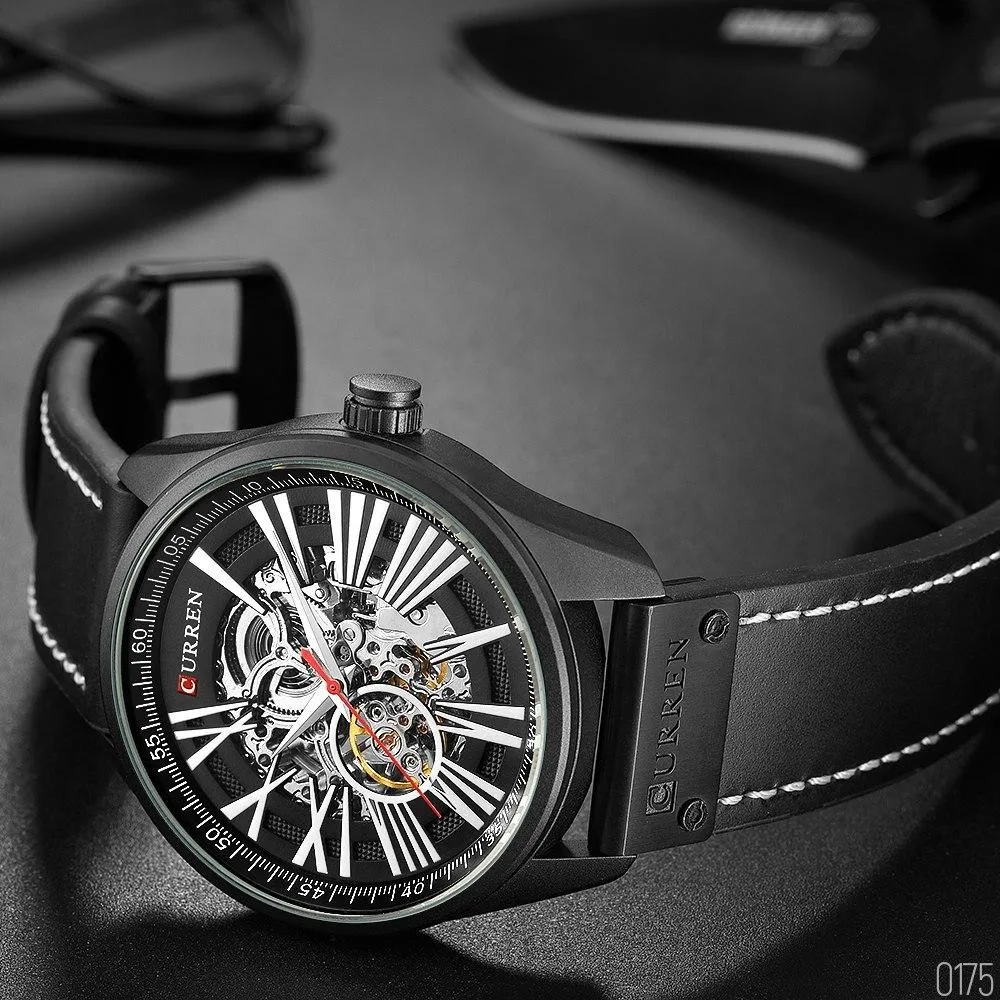 Годинники Curren 8299 All Black кварцові 47 мм водонепроникні 30 м чорні