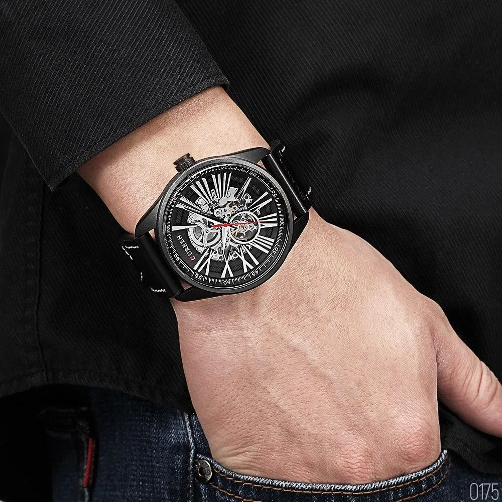 Годинники Curren 8299 All Black кварцові 47 мм водонепроникні 30 м чорні