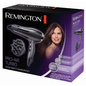 Фен Remington 2400 Вт чорний іонний з дифузором та концентратором