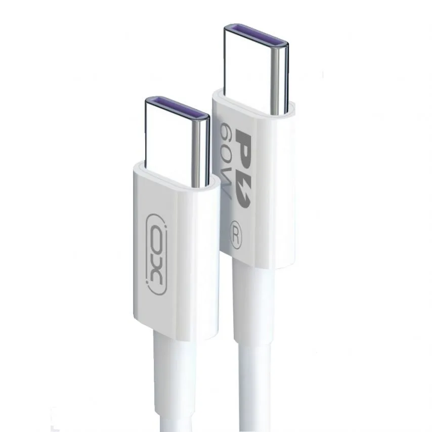 Кабель USB XO силіконовий Type-C to Type-C 2м білий 60W