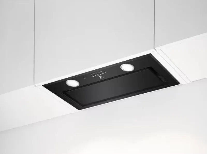 Вбудована витяжка Electrolux, 54 см, продуктивність 700 м3/год, технологія Hob2Hood, чорний колір.