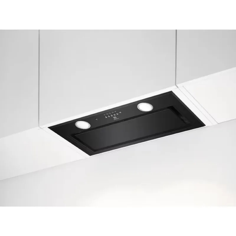 Вбудована витяжка Electrolux, 54 см, продуктивність 700 м3/год, технологія Hob2Hood, чорний колір.