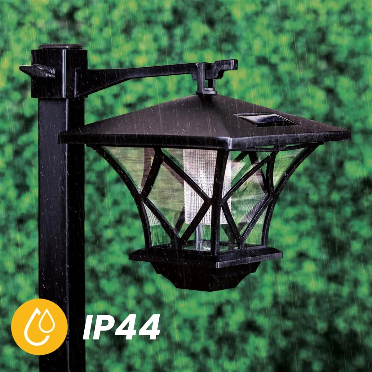 Садовий ліхтар LumiLED пластиковий 150 см чорний сонячний ретро з датчиком сутінків