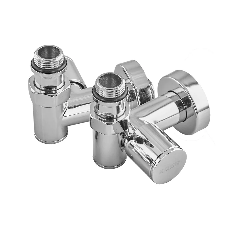 Комплект кранів Koer хром 1/2'' кутовий для рушникосушки