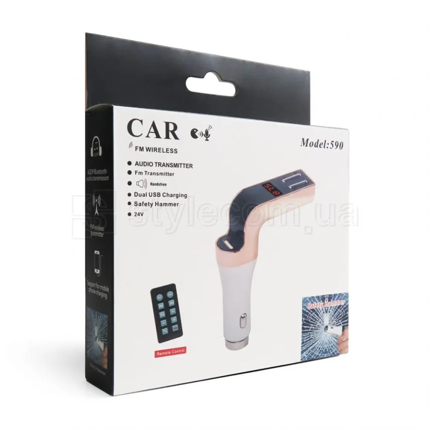 FM-трансмиттер Bluetooth 3 порта 2USB слот для карты памяти черный