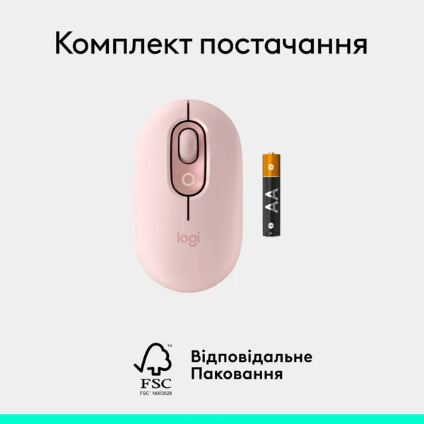 Миша Logitech оптична бездротова маленька Bluetooth 104,8х35,2х59,4 мм Рожева
