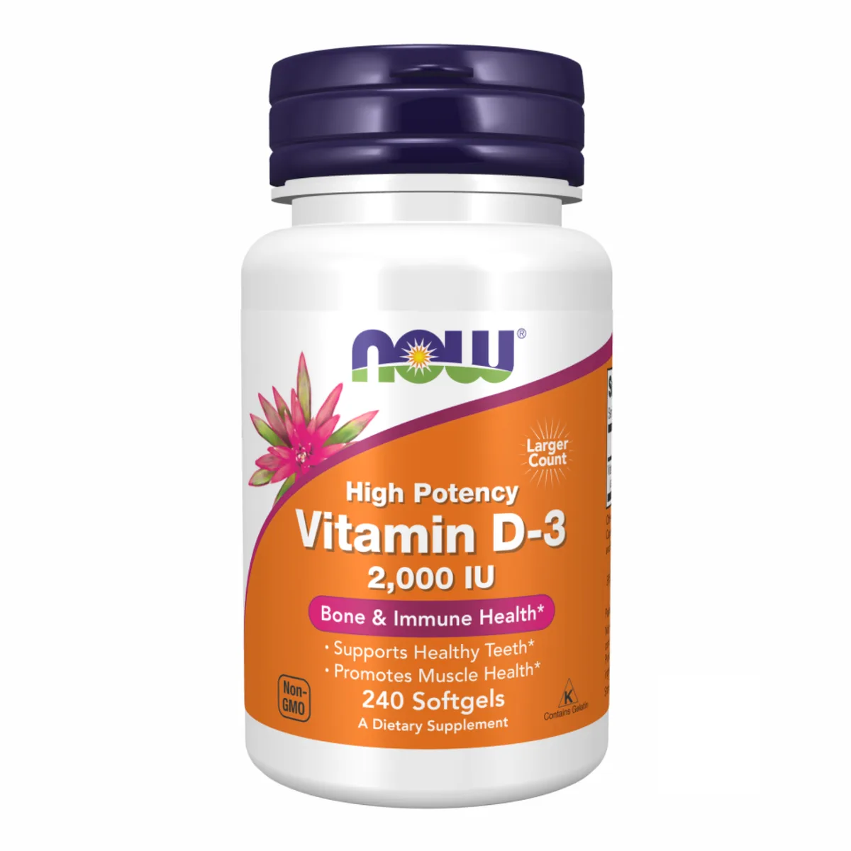 Now Foods Вітамін D3 2000 МЕ софтгелі 240 шт.
