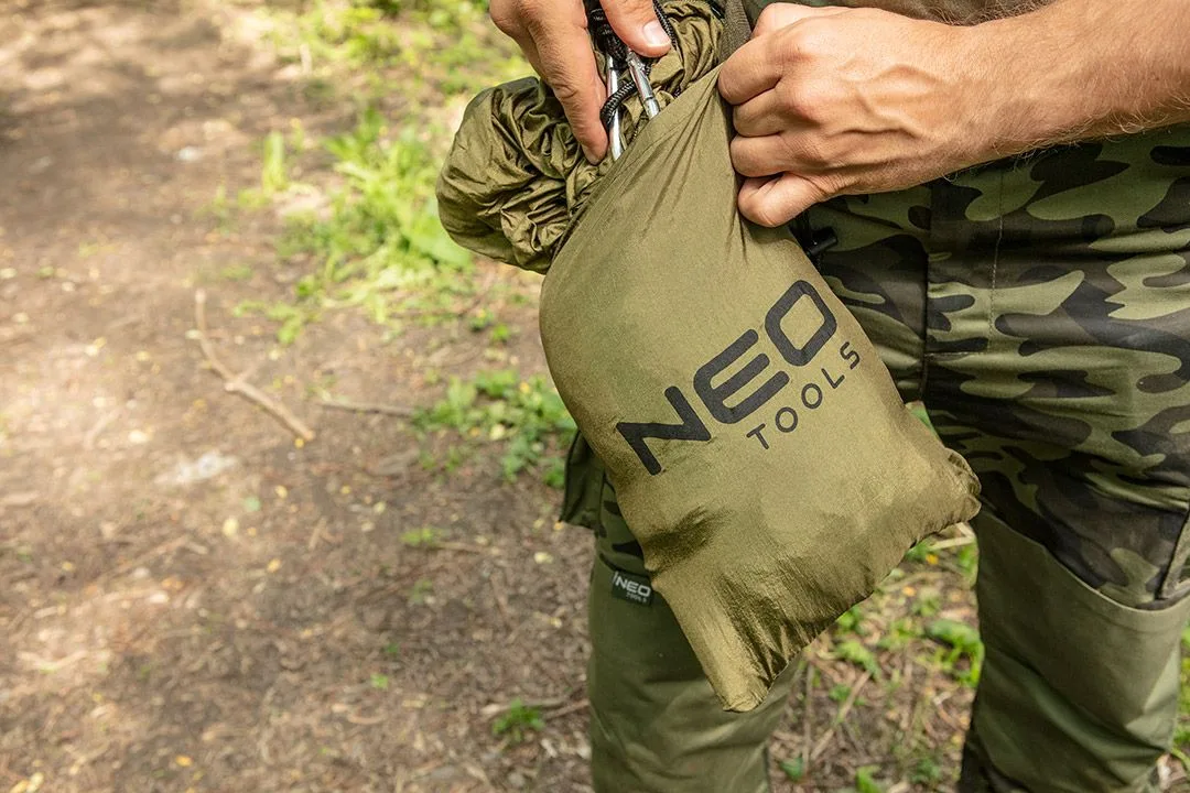 Гамак Neo Tools с москитной сеткой, материал нейлон 210T, 330x140 см, до 200 кг, шнуры, сумка для переноски, зеленый.