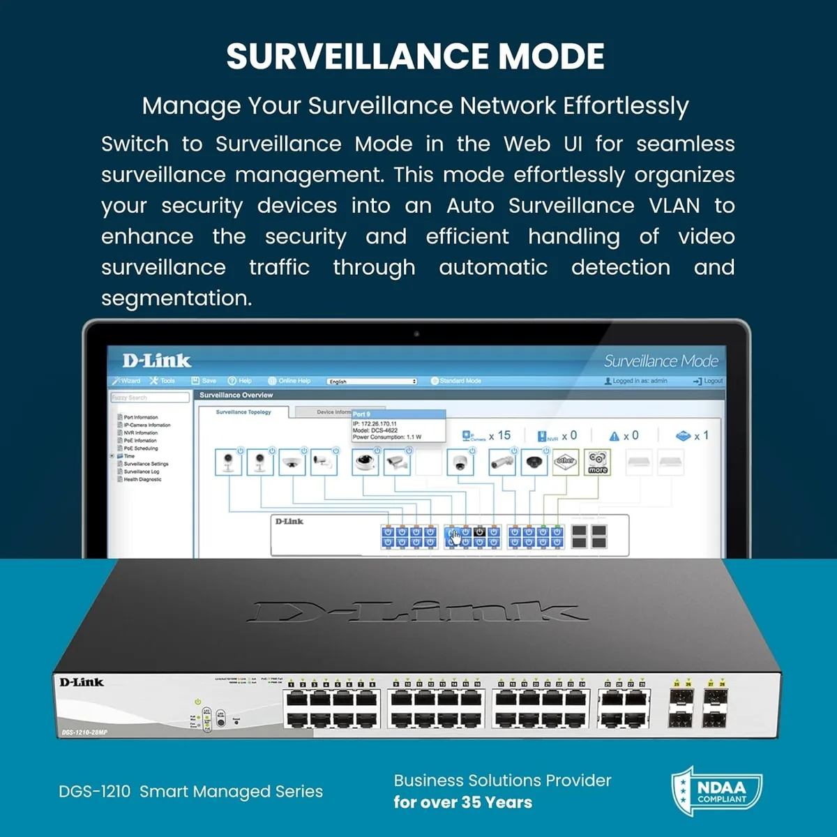 Комутатор D-Link DGS-1210-10 8xGE, 2xSFP WebSmart