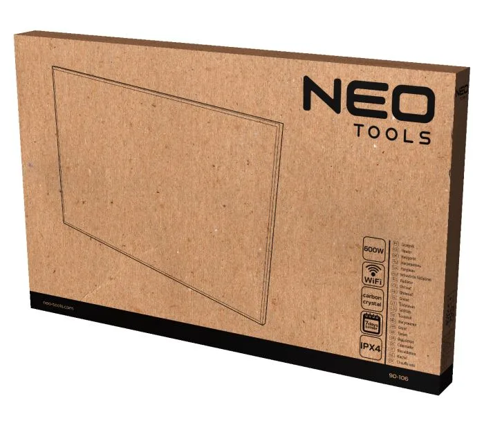 Инфракрасная панель Neo Tools, 600Вт, с Wi-Fi, размеры 100х60х38см, класс защиты IP24, в комплекте термостат, белая