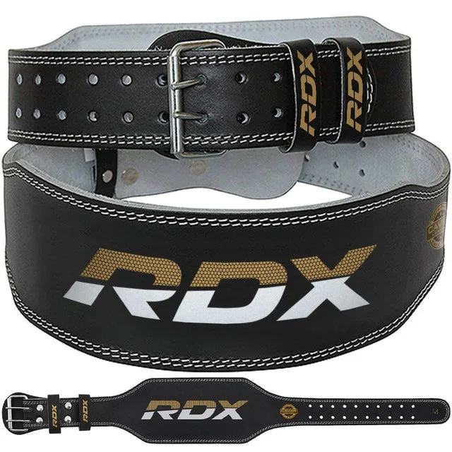 Пояс для важкої атлетики RDX шкіряний S чорний золото