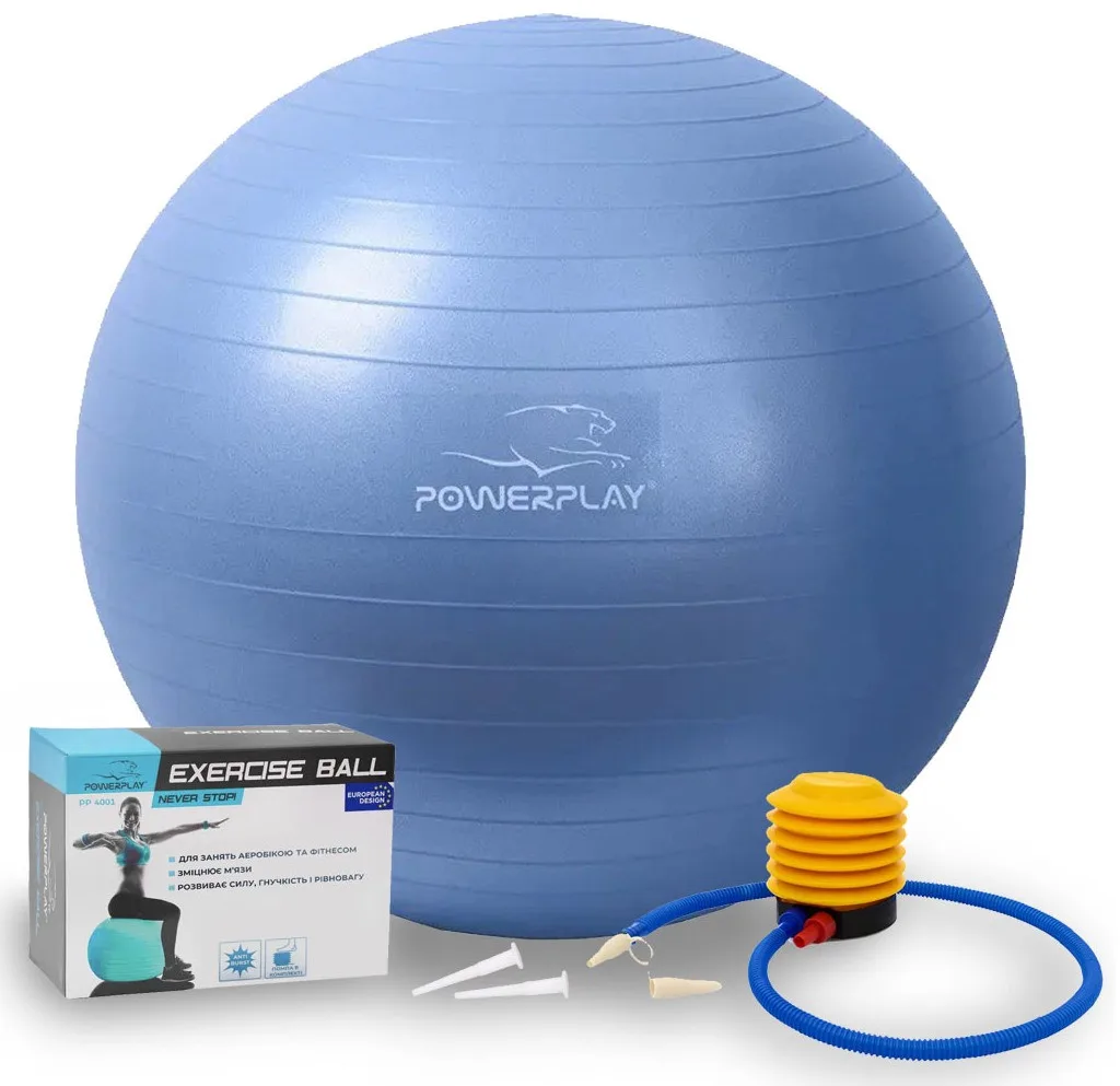 М'яч для фітнесу Active Point PVC 65 см Синій з помпою