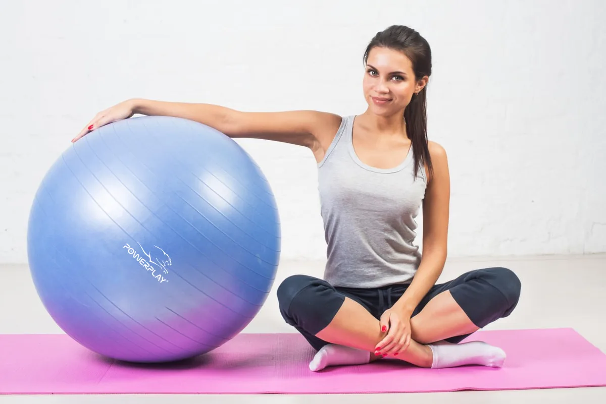 М'яч для фітнесу Active Point PVC 65 см Синій з помпою