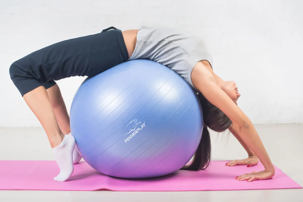 М'яч для фітнесу Active Point PVC 65 см Синій з помпою