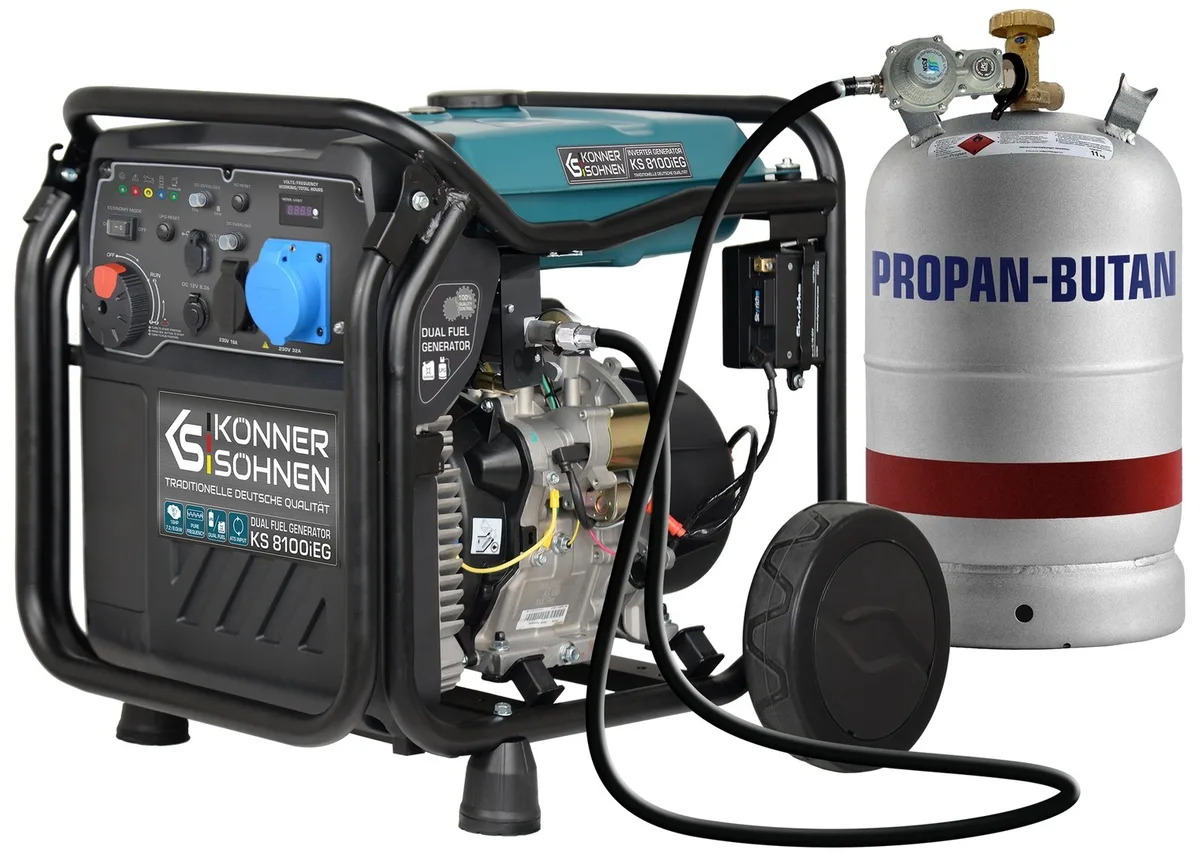 Газобензиновий інверторний генератор KonnerSohnen KS 8100iEG 1/3, LPG 230/4000В, 8-8.5кВт, з електричним стартером, 68.