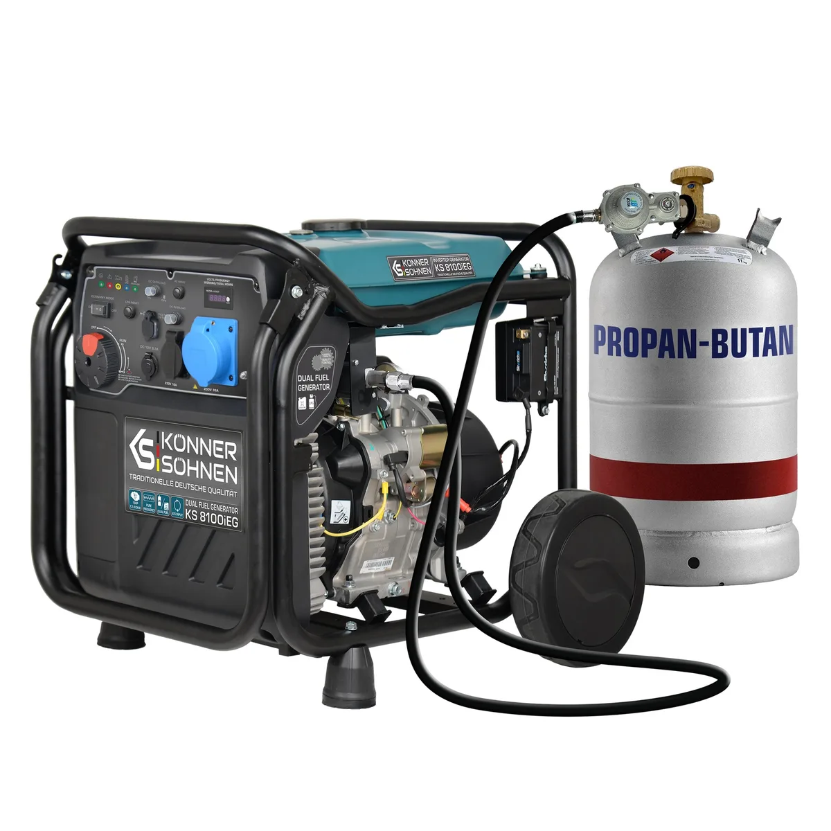 Газобензиновий інверторний генератор KonnerSohnen KS 8100iEG 1/3, LPG 230/4000В, 8-8.5кВт, з електричним стартером, 68.