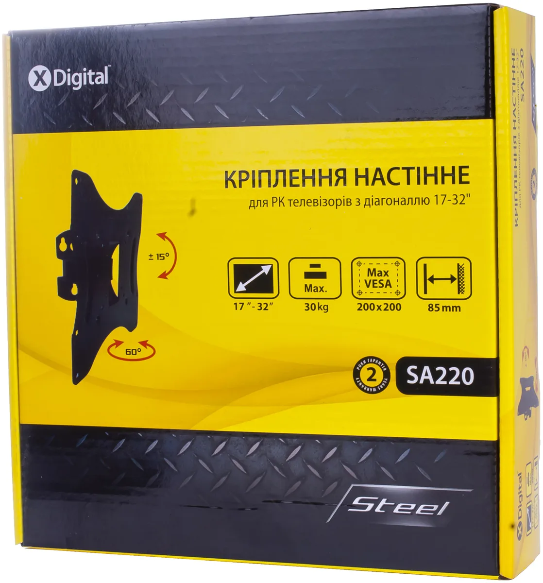 Кронштейн настінний X-Digital STEEL 17-32 дюйми чорний