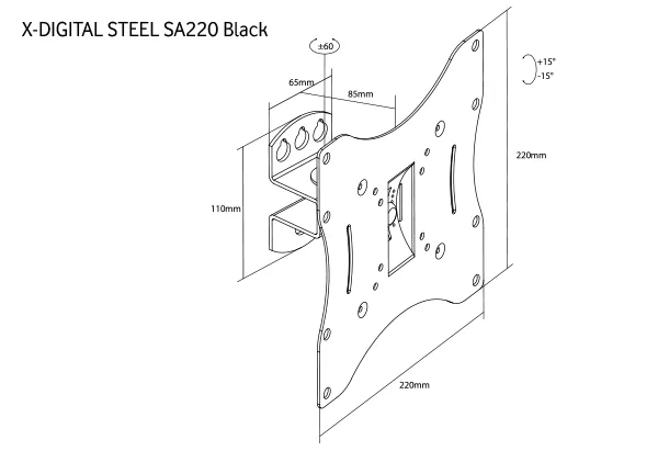 Кронштейн настінний X-Digital STEEL 17-32 дюйми чорний