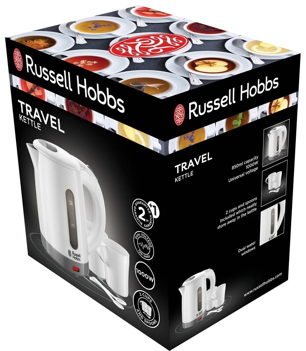 Електричний чайник Russell Hobbs Travel 0.85л, пластиковий, білий.