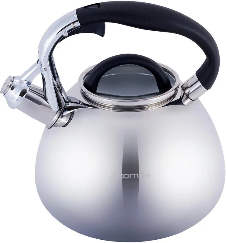 Чайник Kamille Whistling Kettle 2.8л из нержавеющей стали со свистком и стеклянной крышкой