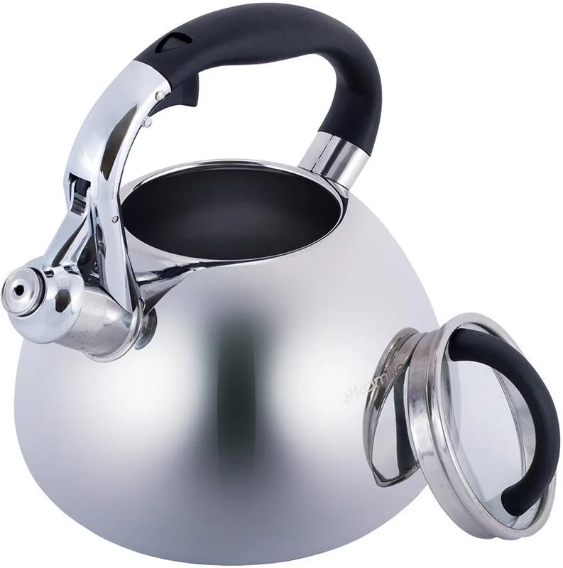 Чайник Kamille Whistling Kettle 2.8л из нержавеющей стали со свистком и стеклянной крышкой