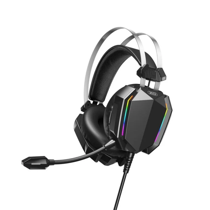 Навушники XO дротові RGB чорні шкірозамінник 32 Ом 20-20000 Гц