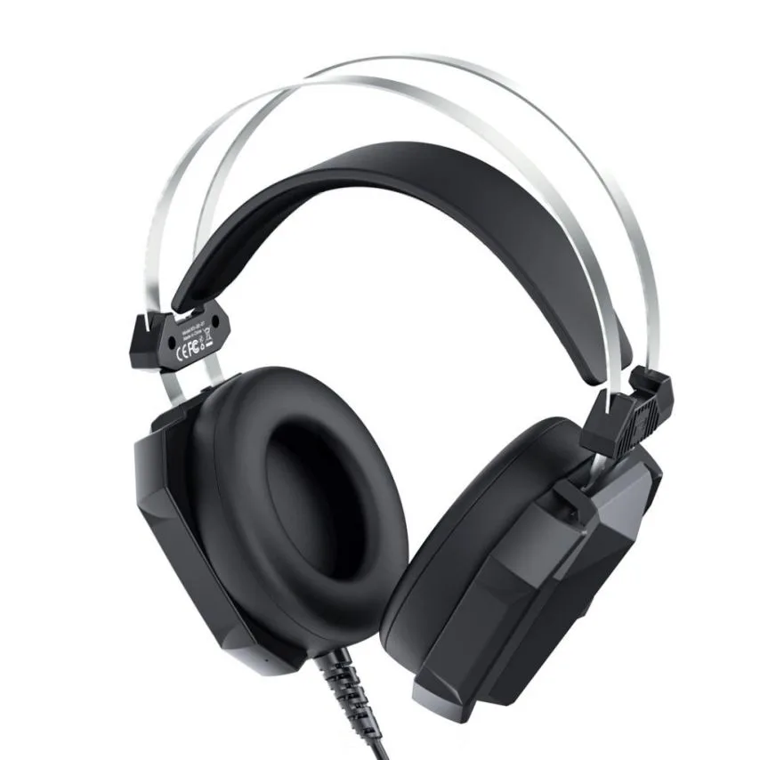 Навушники XO дротові RGB чорні шкірозамінник 32 Ом 20-20000 Гц