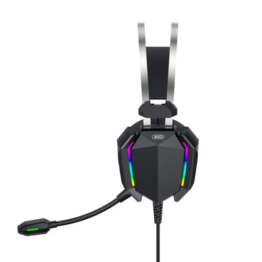Навушники XO дротові RGB чорні шкірозамінник 32 Ом 20-20000 Гц