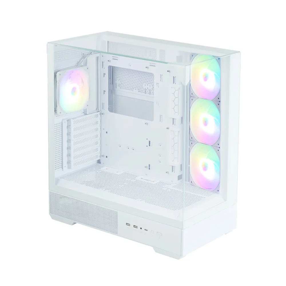 Корпус Zalman P40 Prism Plus без БЖ, 2xUSB3.0, 1x Type C, 3x120мм ARGB Reverse,  1x120мм ARGB, VGA 420мм, LCS ready, TG TG Side/Front/Top Panel, ATX, білий