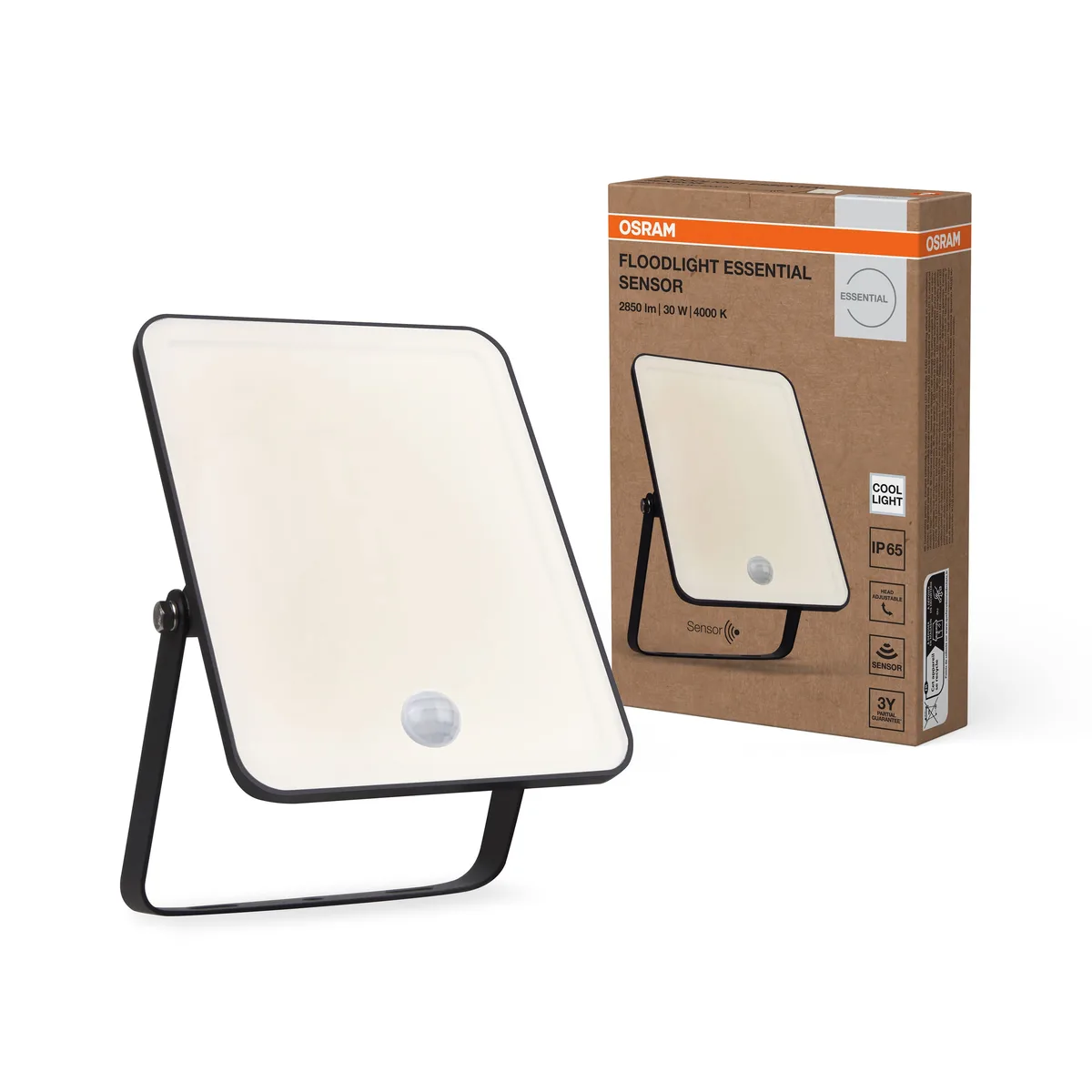 Прожектор OSRAM 30Вт алюміній чорний 4000K датчик руху
