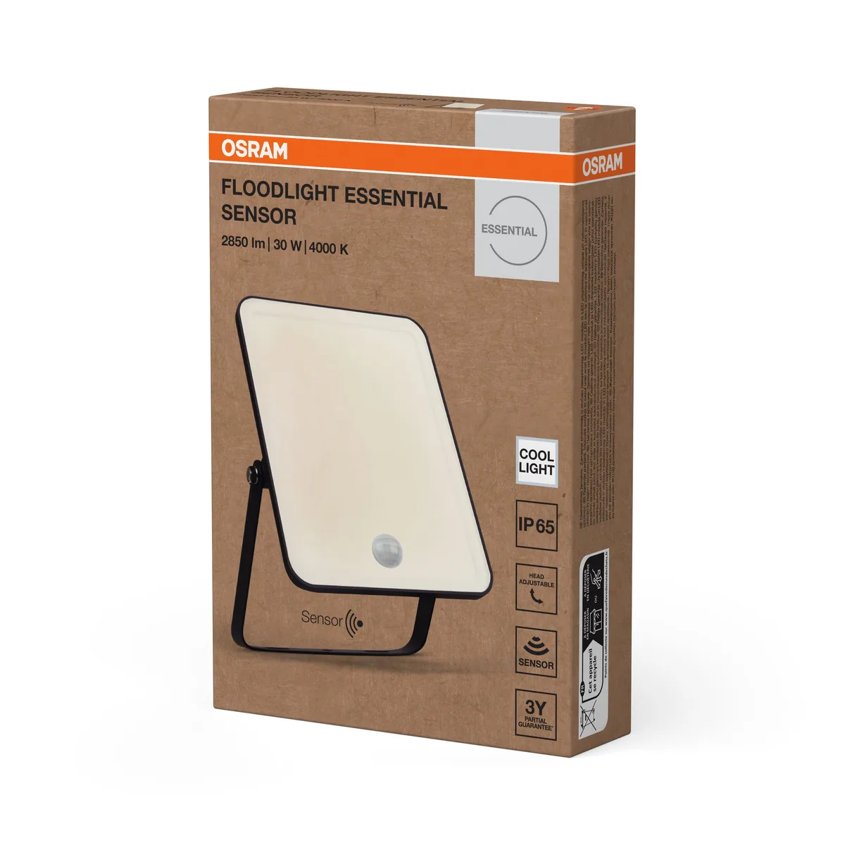 Прожектор OSRAM 30Вт алюміній чорний 4000K датчик руху
