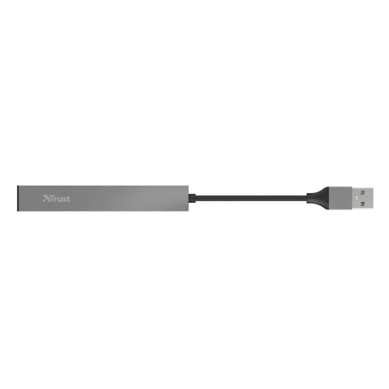 Хаб Trust Halyx USB-A > 4xUSB-А, Алюміній, 0.1м, Сірий
