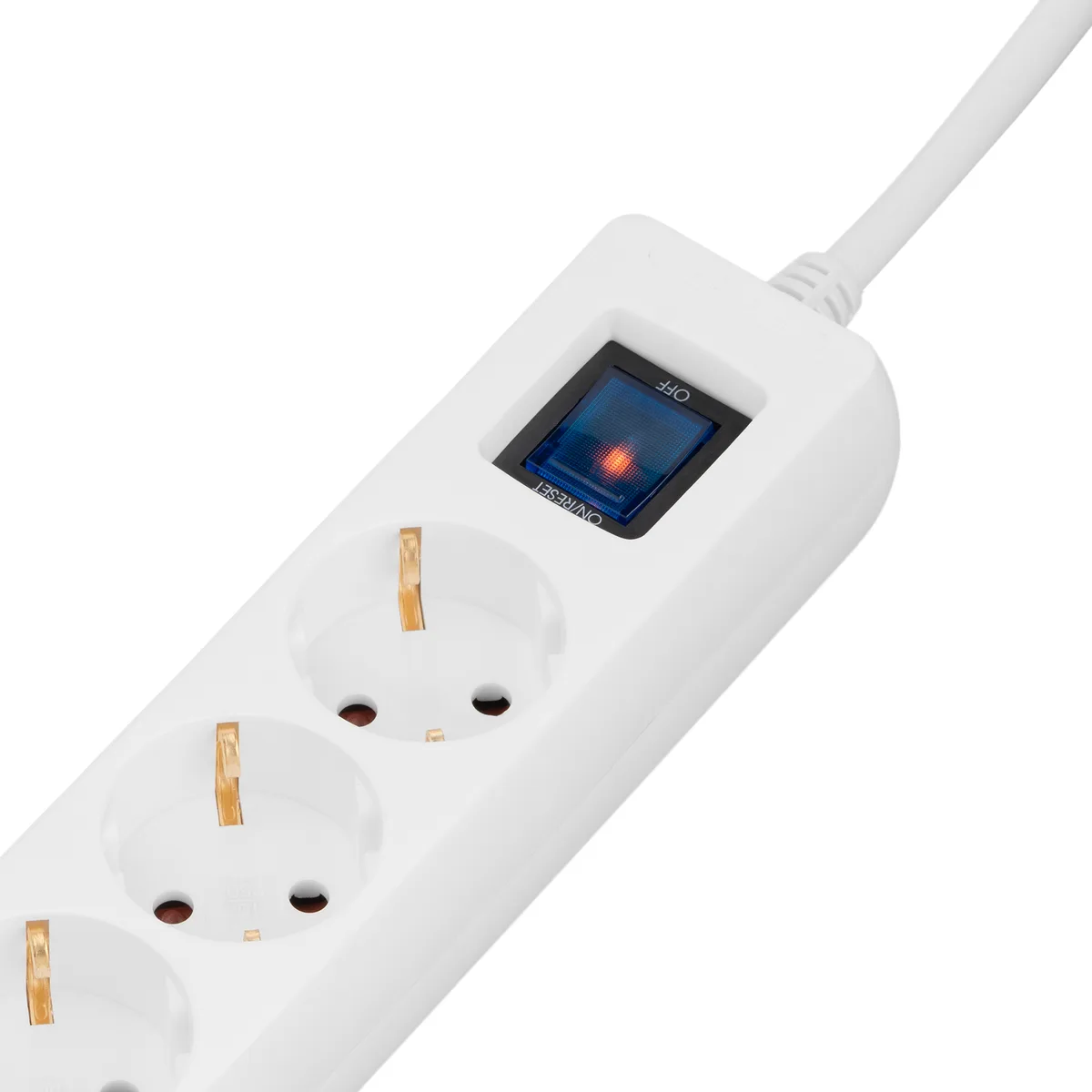 Подовжувач мережевий 2E 3м, 3xТипF, 16A, 1xUSB-A,1xUSB-C, фільтр, білий