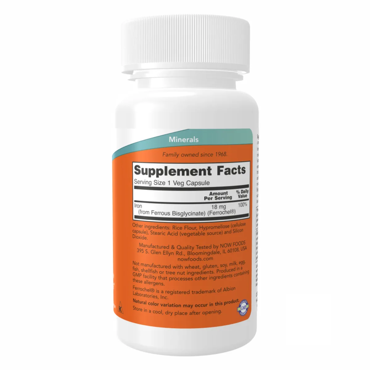 Железо 18mg Ferrochel Now Foods 120 капсул для здоровья крови и энергии