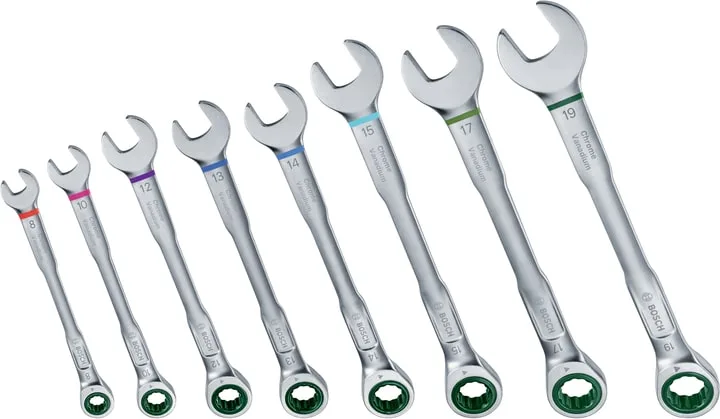 Комбинированные ключи Bosch хром-ванадиевая сталь 6-19 мм набор 8 шт