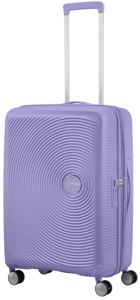 Чемодан American Tourister, Soundbox, полипропилен, средний, 67см, 71.5/81л, TSA, 4 колеса, EXP, лавандовый