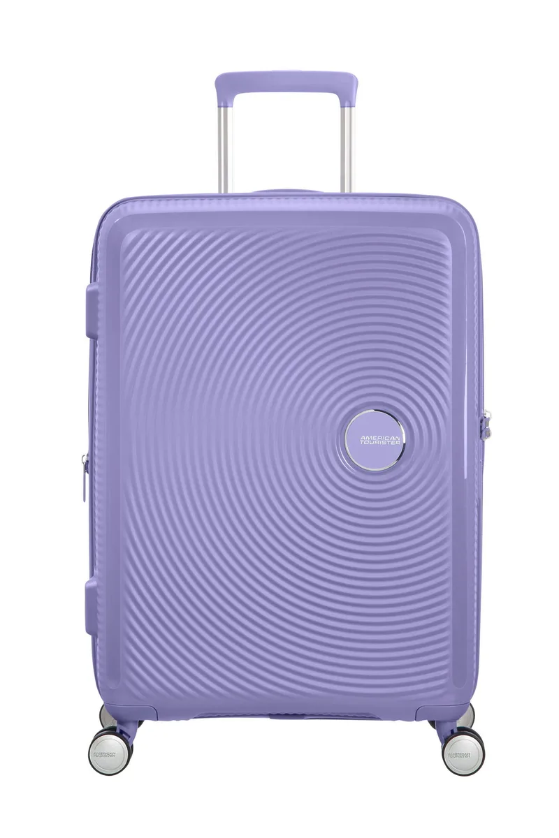 Чемодан American Tourister, Soundbox, полипропилен, средний, 67см, 71.5/81л, TSA, 4 колеса, EXP, лавандовый