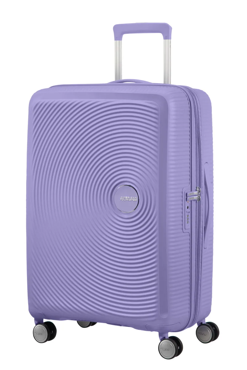 Чемодан American Tourister, Soundbox, полипропилен, средний, 67см, 71.5/81л, TSA, 4 колеса, EXP, лавандовый