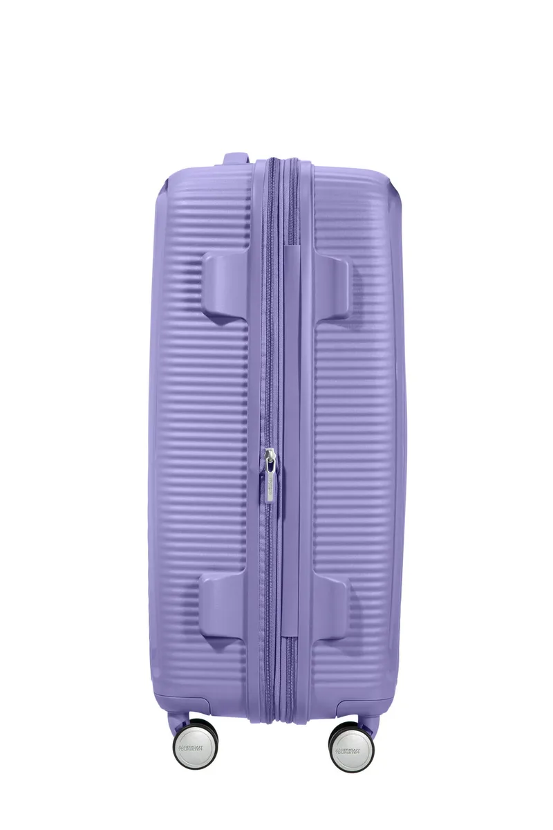 Чемодан American Tourister, Soundbox, полипропилен, средний, 67см, 71.5/81л, TSA, 4 колеса, EXP, лавандовый