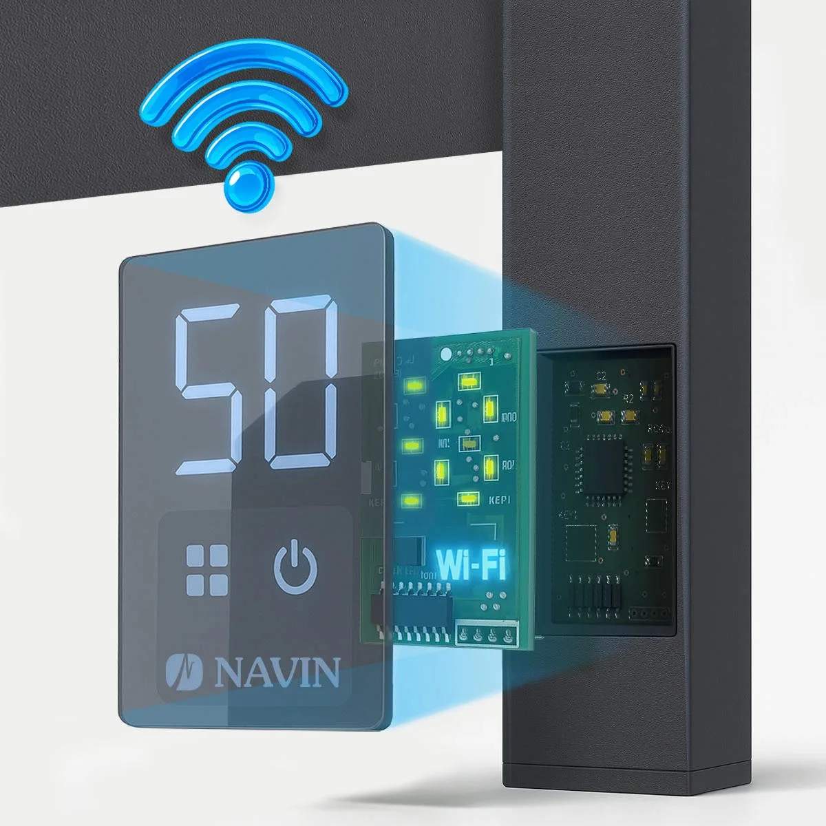 Рушникосушка Navin електрична Авангард Х, 1200х480х71мм, Wi-Fi, сталь, чорний муар, праве підключення