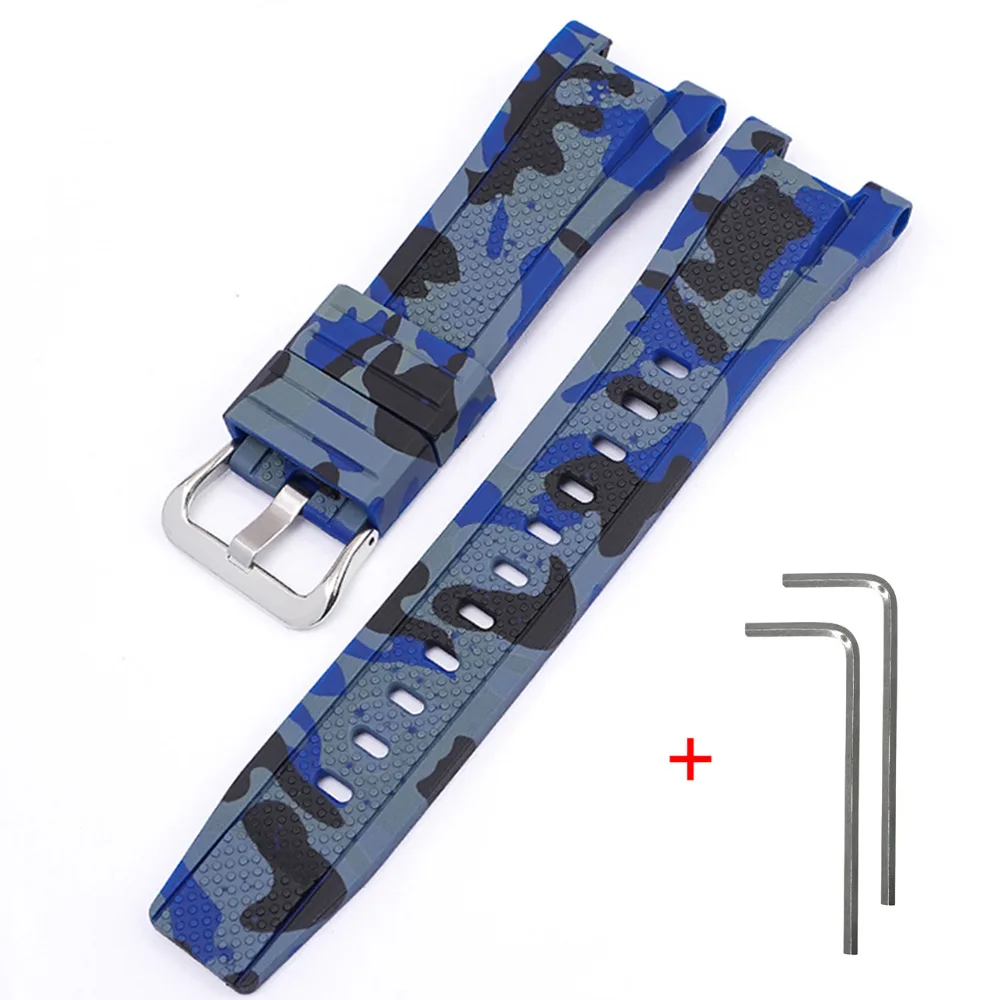 Ремінець Casio полімерний 21,2 см 23 мм Camo Blue