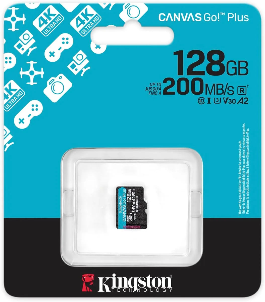 Карта пам'яті Kingston microSD 128GB C10 UHS-I U3 V30 R200/W100MB/s