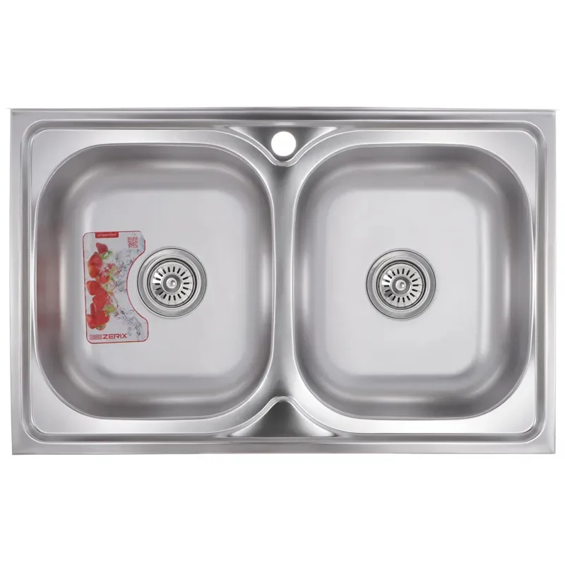 Мийка кухонна Zerix нержавіюча сталь 800х500 мм 2 чаші Micro Decor