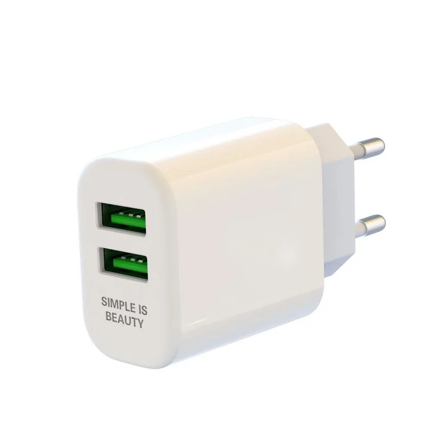 Мережевий зарядний пристрій 2USB 2,4A з кабелем Type-C XO Білий