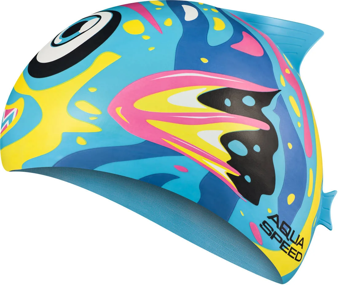 Шапка для плавання AQUA SPEED силікон OSFM синій темно-синій жовтий рожевий