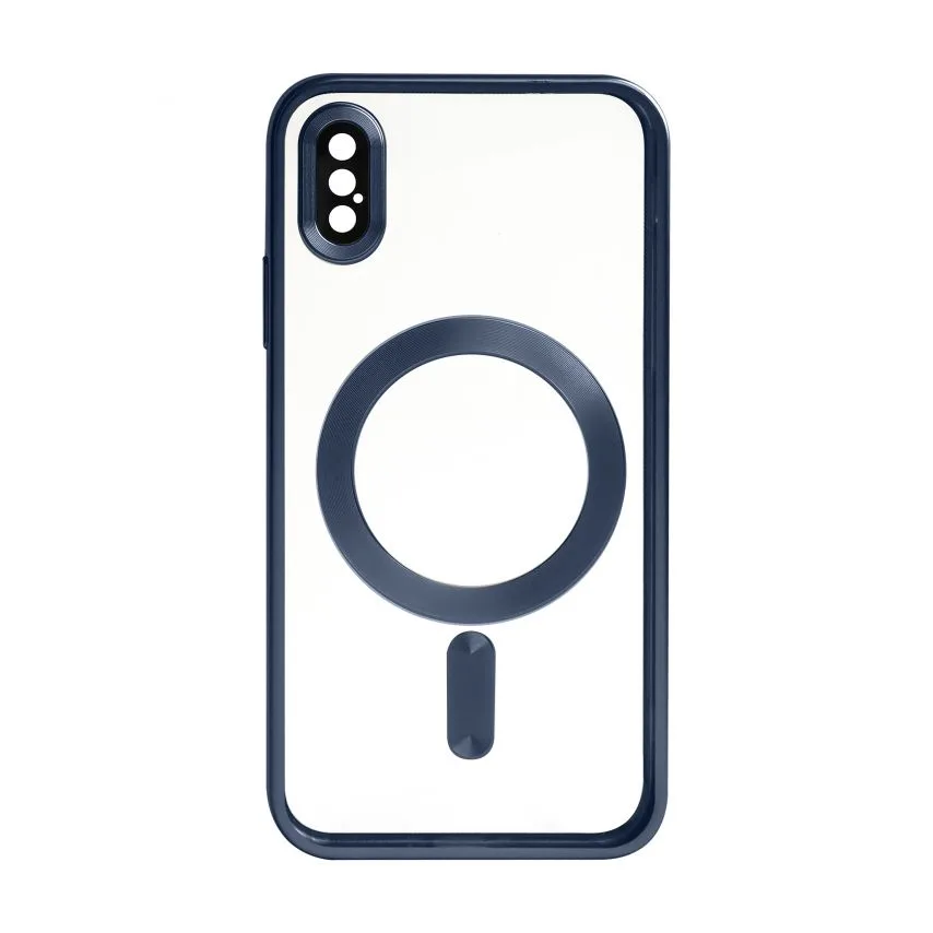 Чохол MagSafe для iPhone X Xs матовий синій пластик силікон