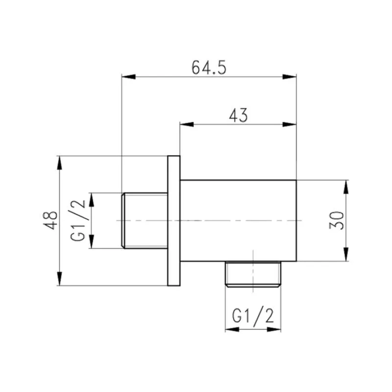 Подключение шланга Qtap B130 1/2" Латунь Хром 54х48х48 мм