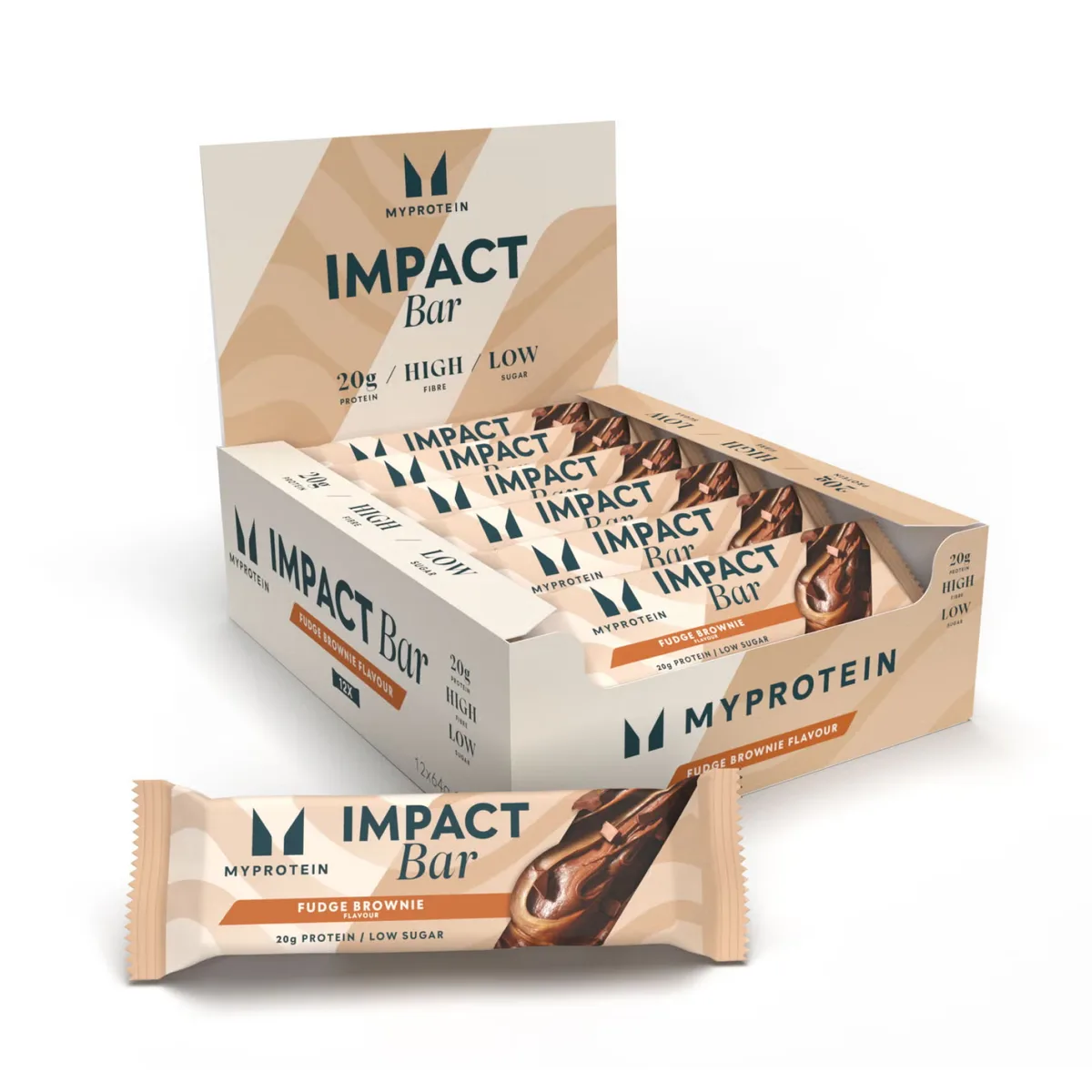 Протеїновий батончик Myprotein 12x64g Fudge Brownie багатий білком, низький вміст цукру.