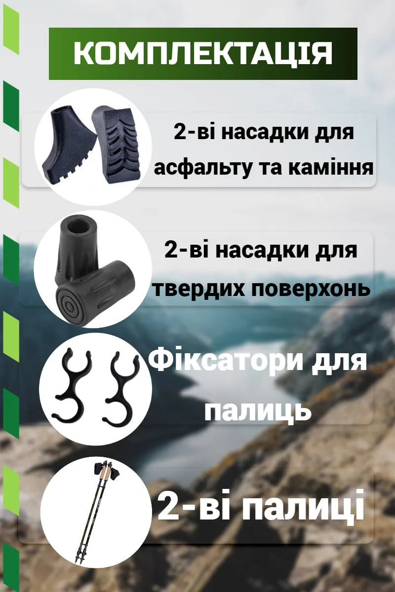 Палиці для скандинавської ходьби Active Point алюмінієві регульовані 80-135 см чорні